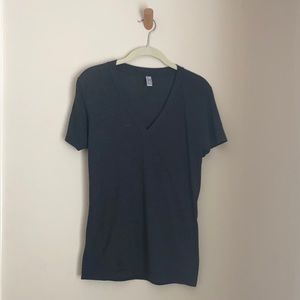 American Apparel Deep V Neck T-Shirt, Black, XS